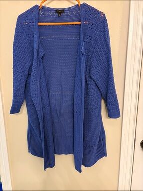 Talbots Cobalt Blue Open-Knit Duster Cardigan